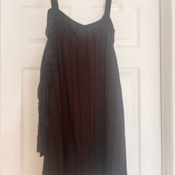 BCBGENERATION SZ L Brown And Black Striped Cold Shoulder Shift Dress - Picture 7 of 8